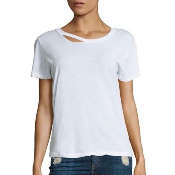 Revolve n:philanthropy White Harlow T Shirt Cutout Crewneck NWT Distressed - Picture 1 of 12